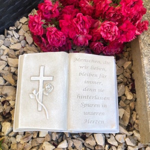 Book with 3D cross memorial stone grave book grave decoration grave decoration white approx. 800g