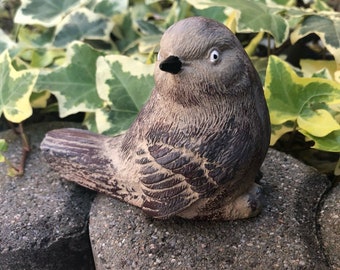 Bird Garden Figure Hand Painted Concrete Figure Cast Stone Garden Decoration Sparrow Gray - Reddish Brown