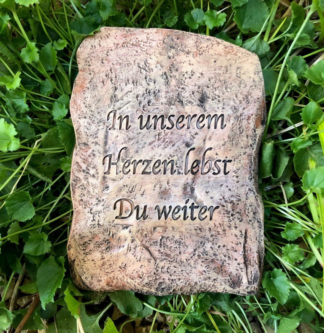 Gedenkstein Grabherz Grabschmuck Stein In unserem Herzen lebst Du
