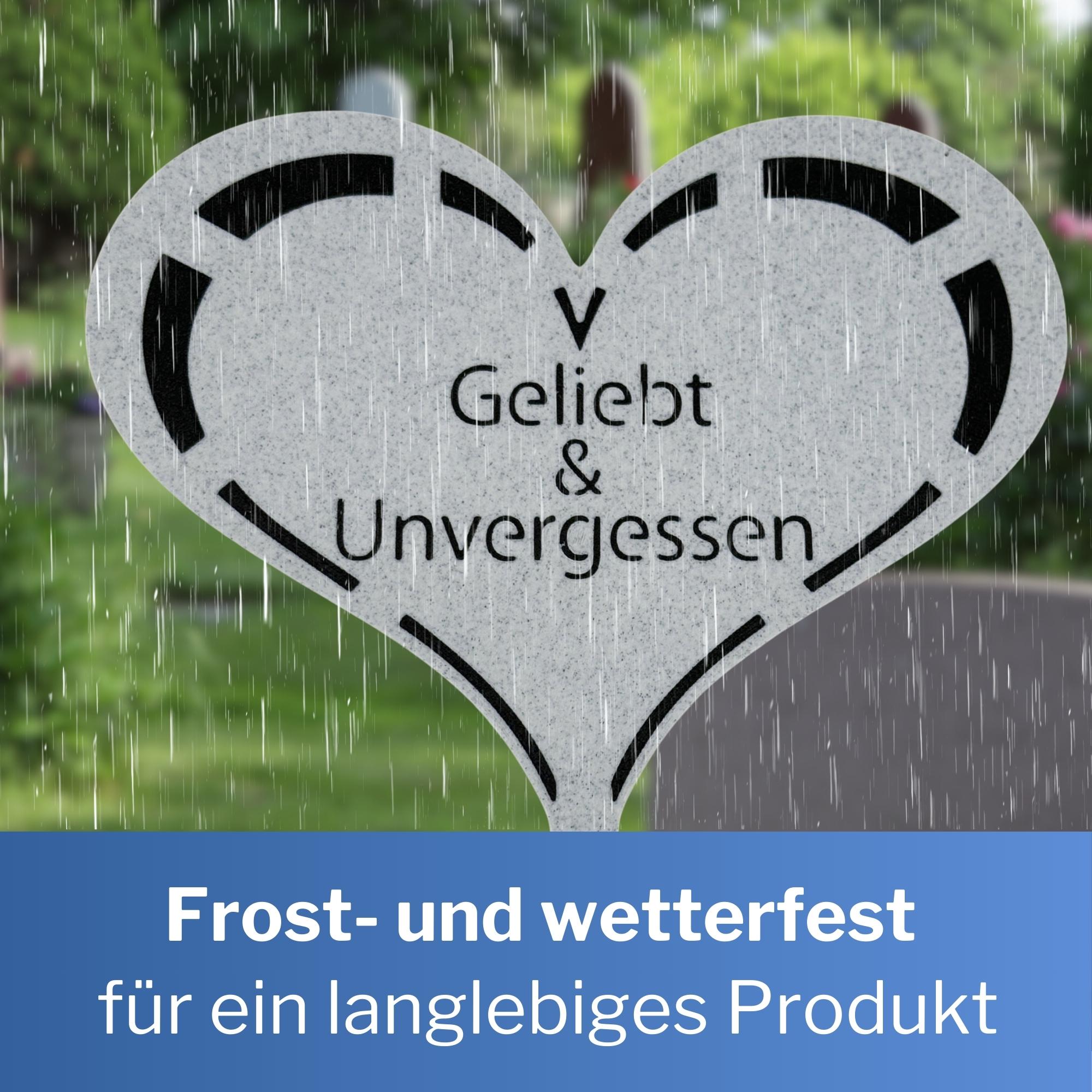 Grabstecker „In Liebe“ – Grabschild Aus Kunststoff, 24 Cm Hoch, Mit Stab, In Deutschland Hergestellt