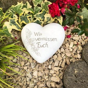 Corazón para tumba XXL con texto en inglés &quot;decoración para tumba&quot;, corazón para tumba - te extrañamos - aprox.