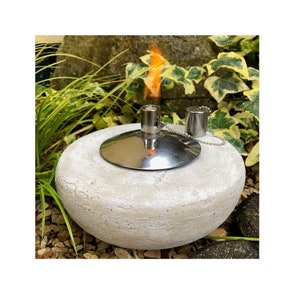 Garden torch oil torch oil lamp garden torch table lamp cast stone with stainless steel oil container 85ml, approx. 2.7 kg heavy