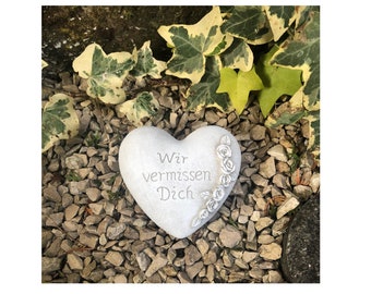 Grave heart memorial stone - We miss you - grave decoration grave decoration mourning heart 10 cm, handmade - hand painted