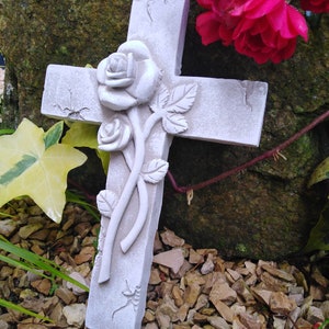 Cross Grave Cross Grave 3D Rose Grave Angel Memorial Stone Grave Decoration Grave Decoration
