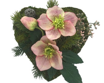 Grave arrangement grave decoration moss heart grave heart mourning heart grave heart arrangement ice flower pink
