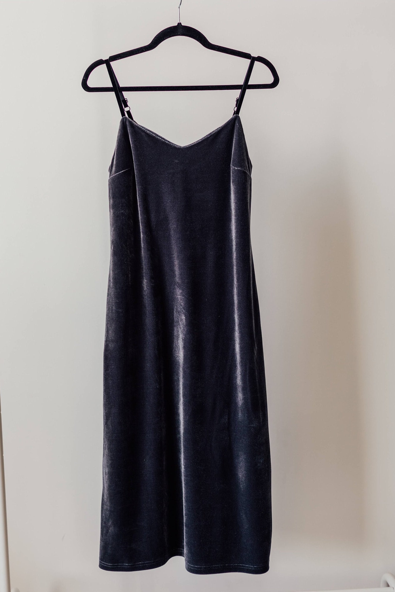 Grey Velvet Slip Dress: V-neck Midi Party Dress - Etsy