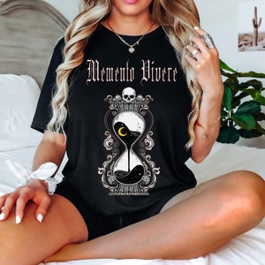 Memento Vivere Shirt Memento Mori Skull Shirt Skeleton Shirt Alt Shirt Gothic Shirt Alt Clothing Edgy Clothing Skeleton Shirt Mystical Shirt