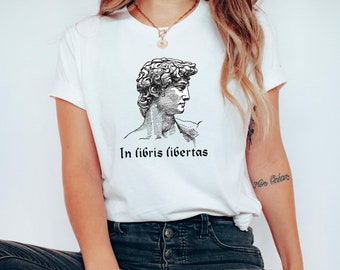 In Libris Libertas White Tshirt  Light Academia Clothing Dark Academia Shirt Dark Academia Clothing Light Academia Shirt Bookish Shirt