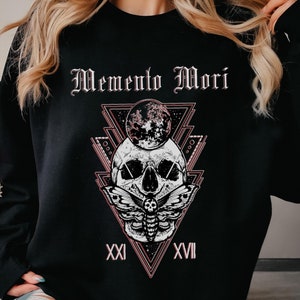 Memento Mori Black Sweatshirt Memento Mori Shirt Skull Shirt Dark Academia Shirt Gothic Academia Gothic Clothing Alt Clothing Witch Academia