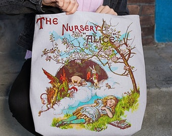 The Nursery Alice Tote Bag, Alice in Wonderland Tote, Alice in Wonderland, Alice in Wonderland Tote Bag, Mad Hatter, Wonderland Tote Bag
