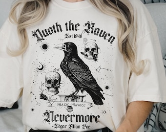 Vintage Raven Shirt Edgar Allan Poe Shirt Poet Shirt Poe Shirt Nevermore Goth Shirt Occult Shirt Dark Academia Shirt Light Academia Shirt