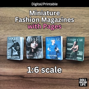 Miniature Fashion Magazine 1/6 scale for 12 inch dolls Digital Download