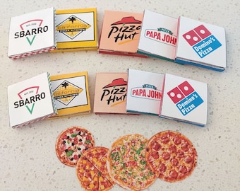 Caja de pizza para llevar en miniatura