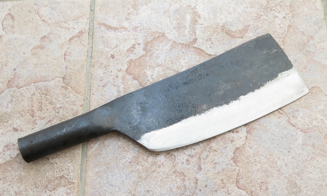 Crude - Chinese 8 Inch Carbon Steel Meat Chopping Cleaver, Steel Handle ...