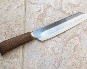 Crude -Asian Nakiri Utility Knife , 7 inch, Carbon Steel, Handmade, Light & Sharp