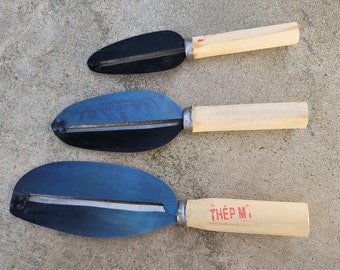 Crude - Set of 3 - Asian Peeler Knife - Sharp Carbon Steel - Small, Medium, Large