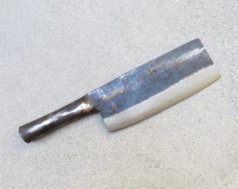 Crude - Premium 8 Inch Carbon Steel Meat Chopping Cleaver, Steel Handle, Forged