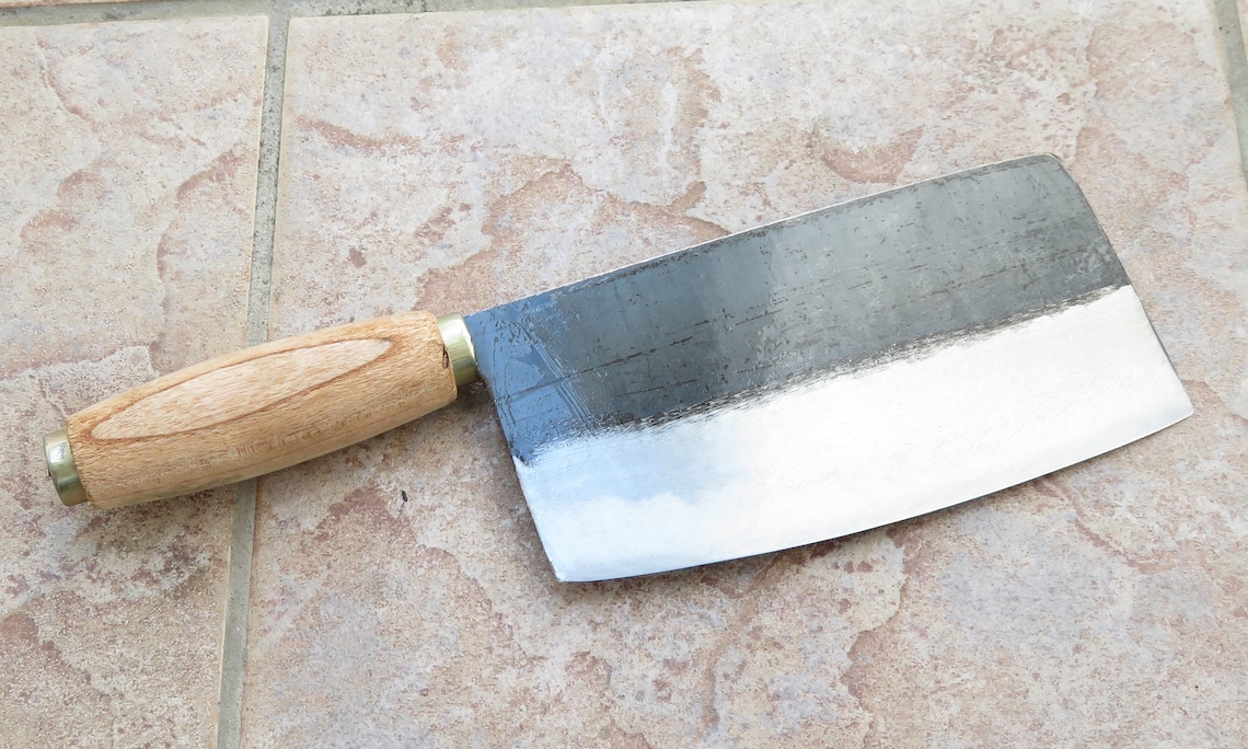 Crude Chinese Vegetable Cleaver Knife 7 Inchcarbon Steel Etsy