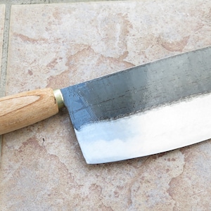Crude - Chinese Vegetable Cleaver Knife, 7 inch,Carbon Steel, Super Thin & Light