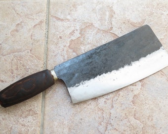 Crude - 8 Inch Premium Chinese Meat Cleaver Chef Knife, Carbon Steel