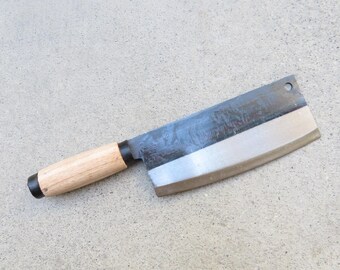 Crude - 8 In Chinese Cleaver Meat Chopping Chef Knife, Carbon Steel