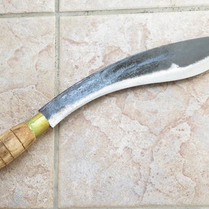 Crude - 12 Inch Carbon Steel Kukri Outdoor Hunting Machete Knife , Forged