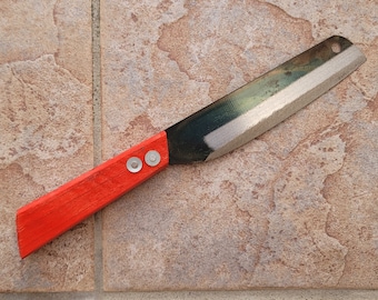 Crude - Japanese Nakiri Utility Knife, 6 inch, Carbon Steel, Handmade Thin Light