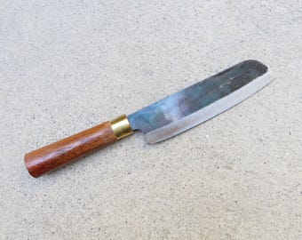 Crude - 6 Inch Japanese Santoku Utility Chef Knife, Carbon Steel