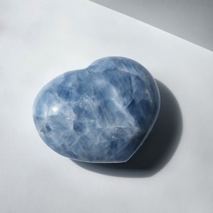 Blue calcite crystal polished heart