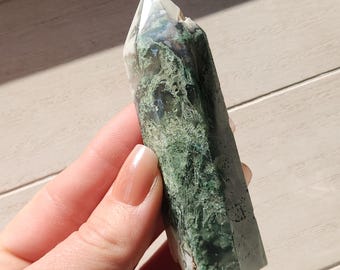 Moss Agate Crystal tower