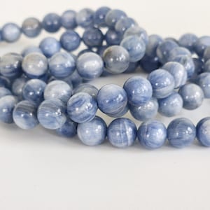 Blue Kyanite Crystal Stretch Bracelet: 8mm Bead Jewelry