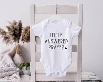 Little Answered Prayer Baby Onesie® | Religious Onesie® | Blessed Baby Onesie® | Pregnancy Announcement to Husband or Grandparents