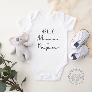 Hello Mimi and Papa Onesie: Grandparent Pregnancy Reveal Gift