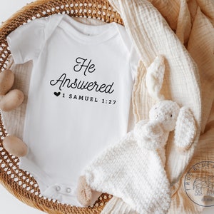 He Answered Pregnancy Announcement, Baby Shower Gift,  Answered Prayer, Baby Announcement to Husband or Grandparents, Baptism Baby Gift