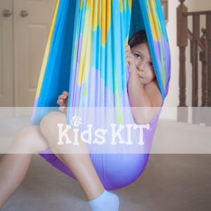 Sensory Swing Set, Designer "Dream" Pattern Indoor/Outdoor . Double Layered, Durable, Cuddly, Snuggly, Relaxing, and FUN therapy Swing.