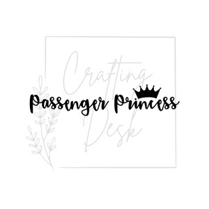 Passenger princess decal, mirror decal, Rear view mirror decal, Custom car decal, gift for her, car accessories, passenger princess sticker
