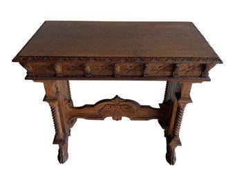 19th Century Italian Renaissance Revival Walnut Console Table