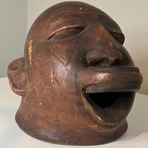 Vintage 20th Century Hand Carved African Makonde Helmet Mask