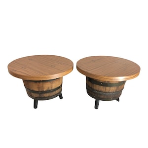 Mid-Century Whiskey Barrel Side/End Tables - a Pair