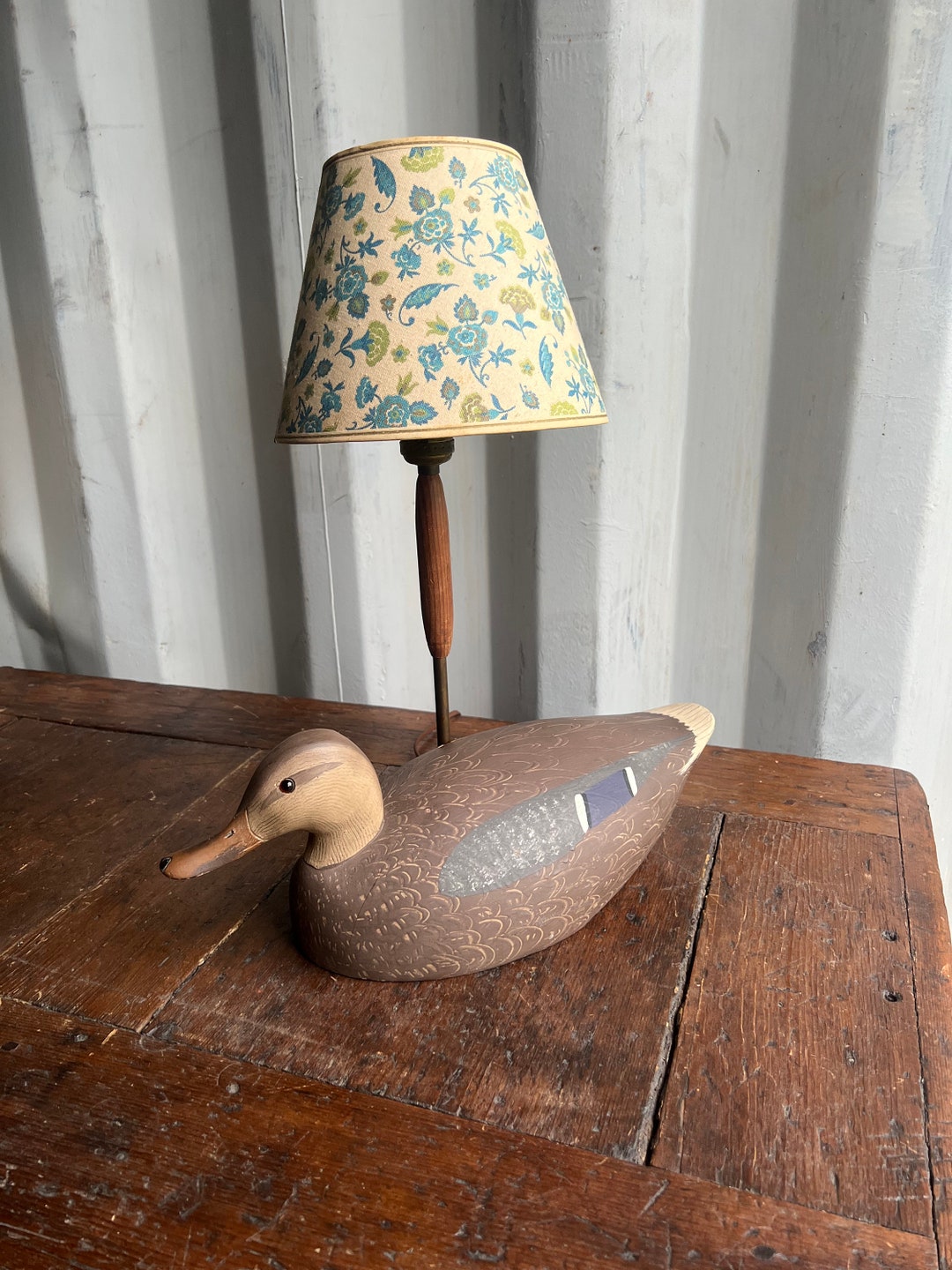 Antique Hand Carved Wooden Duck Decoy Lamp Etsy