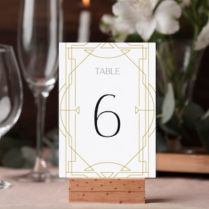 Gold Art Deco Table Numbers, Art Nouveau Wedding Table Numerals, Editable Gatsby Table Decor Cards, 100% Editable 4x6 & 5x7 Table No