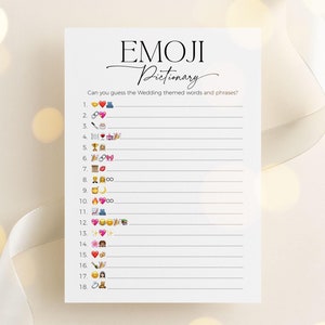 Wedding Emoji Pictionary Game: Printable Bridal Shower Activity (PDF Download)