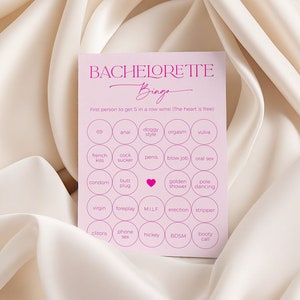50 cartes de jeu de bingo pour célibataires, jeu de loterie nuptiale sale, Bingo nuptiale coquin, jeu de fête poules roses, téléchargement immédiat 100 % modifiable