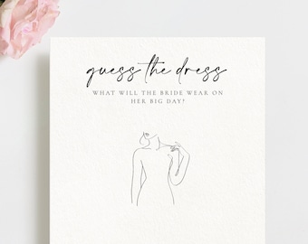 Guess The Dress Bridal Shower Game, Printable Hen Party Game, Elegant Minimalist Bridal Shower, PDF Bachelorette Game