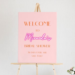 Pink and Orange Bridal Shower Welcome Sign Template