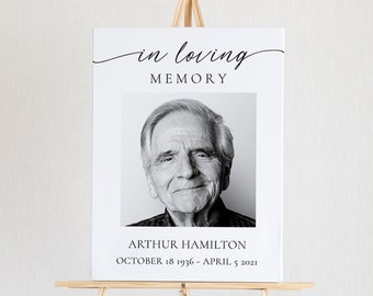 Funeral Memorial Sign, Simple Funeral Welcome Board, In Loving Memory Poster, 100% Editable Template in 2 Sizes