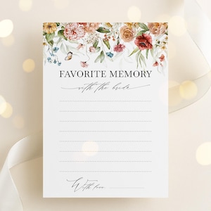 Tarjeta de recuerdo floral para despedida de soltera / Recuerdo favorito con la novia / Libro de visitas nupcial alternativo / Elegante recuerdo nupcial en PDF