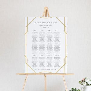 Art Deco Wedding Seating Chart Template, Great Gatsby Wedding Seating Sign, Art Nouveau Seating Board, 100% Editable Template