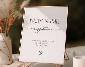 Baby Name Suggestions Card & Sign: Minimalist Shower Game (Digital Download)