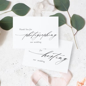 Biglietti di ringraziamento modificabili per fornitori di matrimoni, Biglietti di ringraziamento per l'eleganza romantica, Biglietti di ringraziamento stampabili piatti e piegati